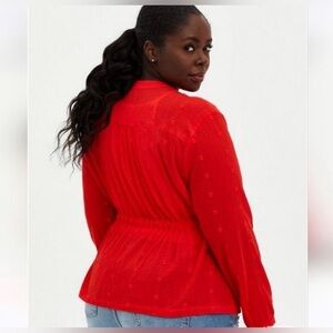 Torrid Red Gauze Embroidered Jacket